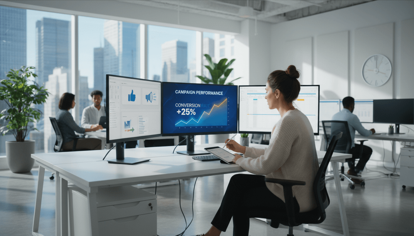 Specialist analyzing Meta advertising campaign performance