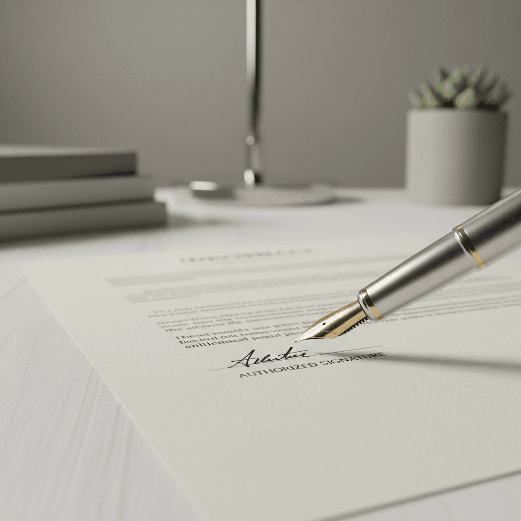Pen signing business contract document