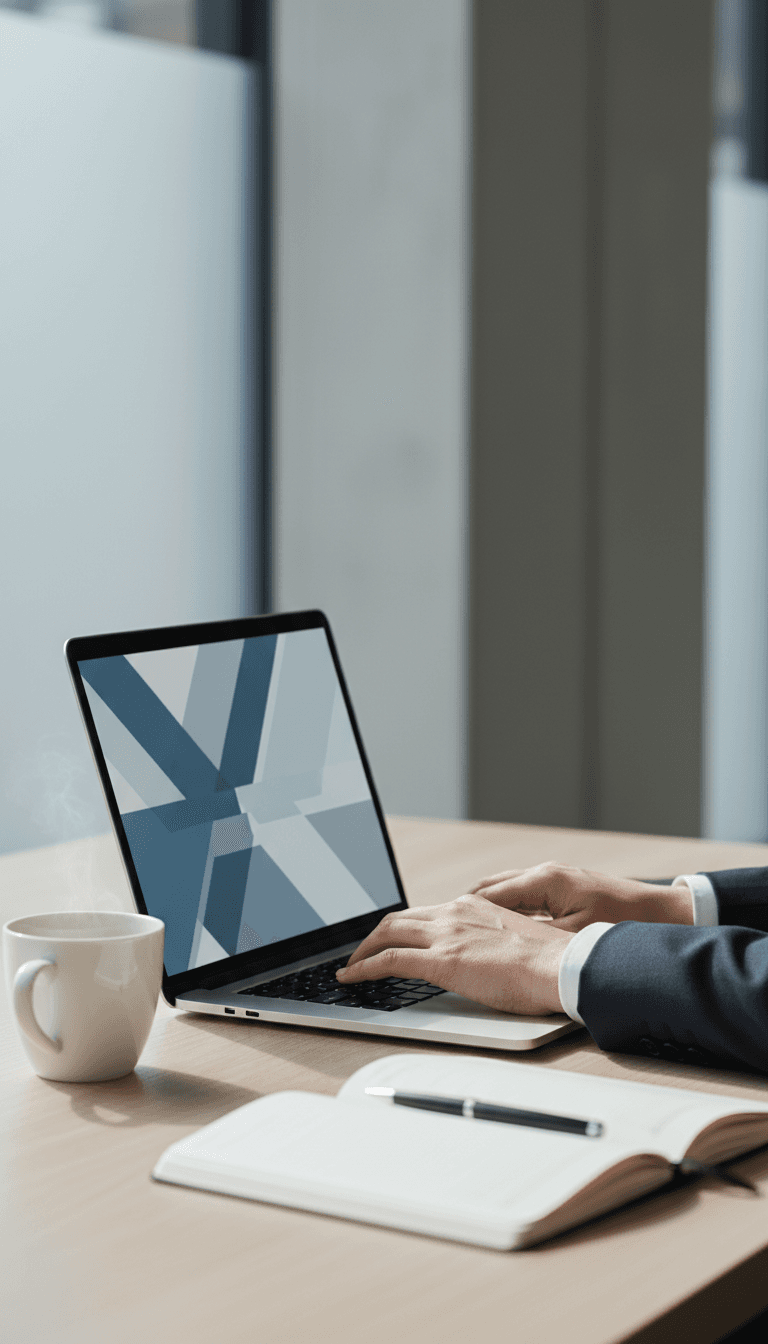 Client hands using a laptop to manage data privacy preferences